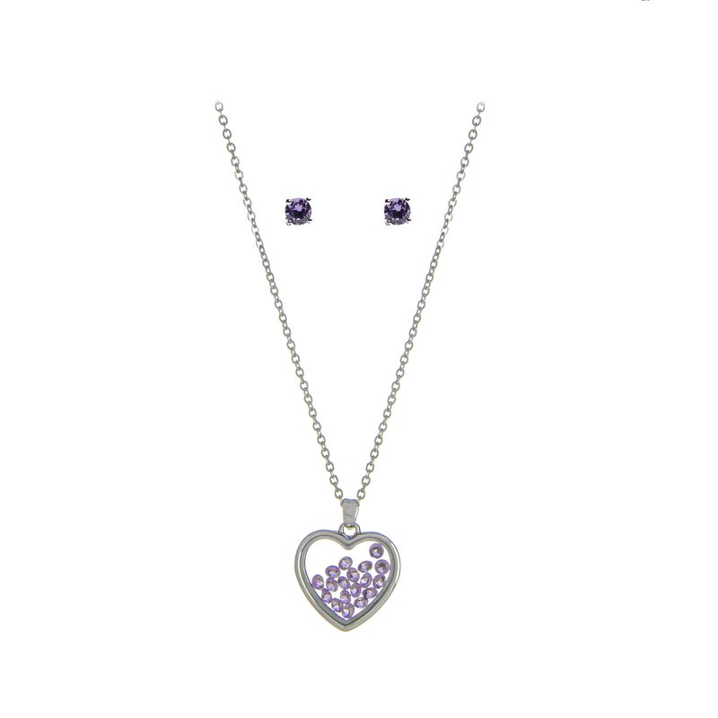 The Skyline Collection June Birthstone Purple Alexandrite Heart Jewelry Set